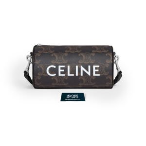 Cylinder Bag in Triomphe Canvas and Calvin - Black