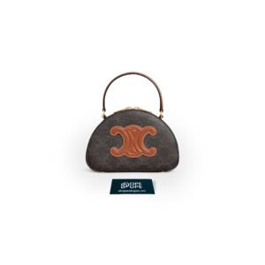 Half Moon Case in Triomphe Canvas and Calfskin - Tan