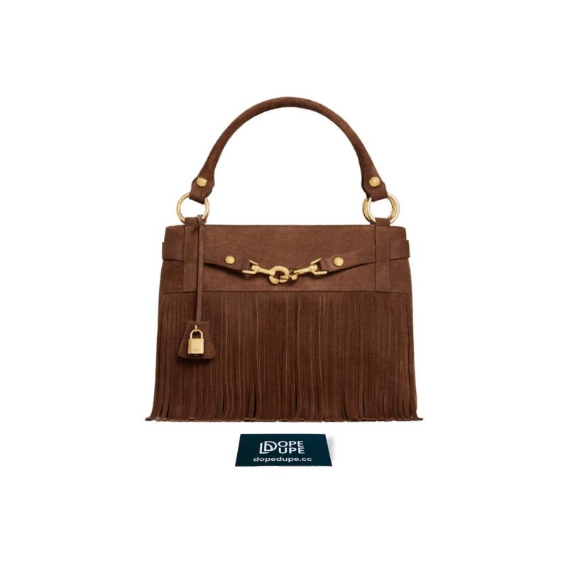 Medium Annabel Bag with Fringes in Suede Calfskin - Tan (1)