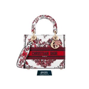 Medium  Dioramour Lady D-Lite Le Coeur des Papillons Embroidery - White Red