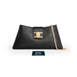 Medium Wiltern Clutch Triomphe in Smooth Calfskin - Black