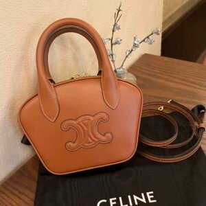 Mini Bowling Bag In Triomphe Canvas And Calfskin - Brown