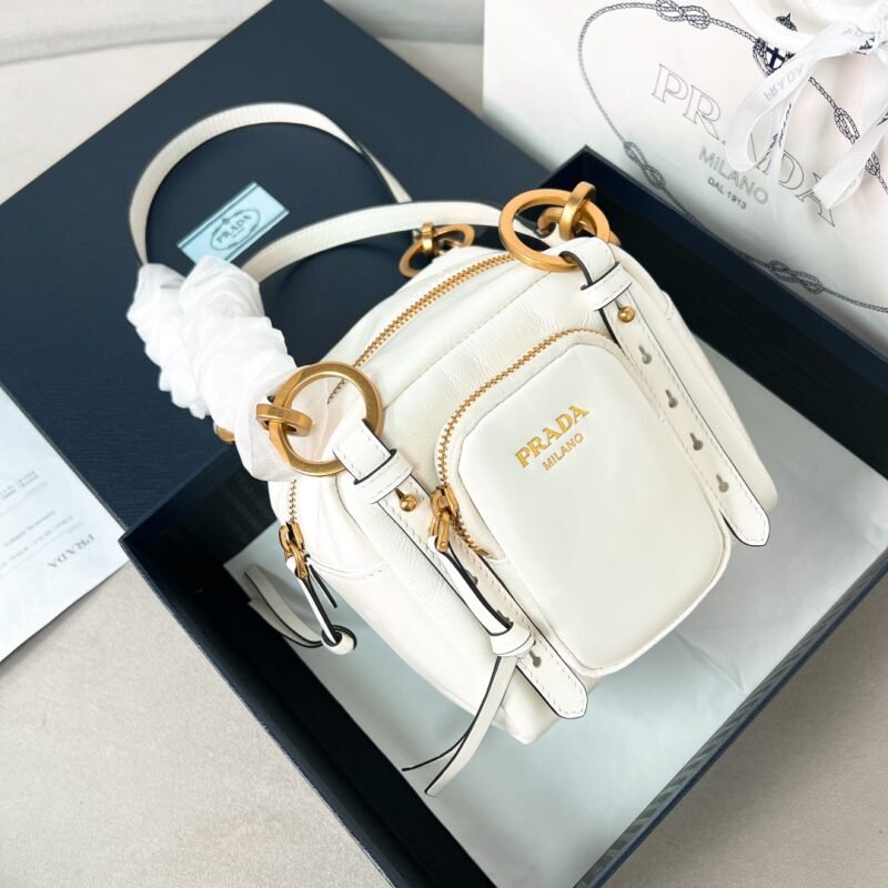 Mini Dangle Leather Tote Bag - Off White (1)