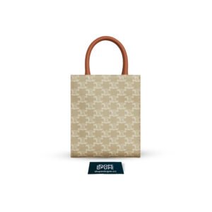Mini Vertical Cabas Tote in Triomphe Canvas - Beige