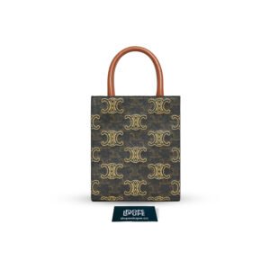 Mini Vertical Cabas Tote with Logo Print Heart Embroidered - Tan