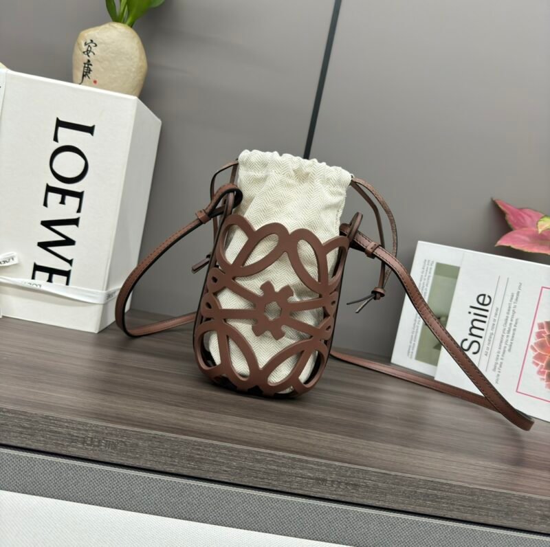 Paula’s Ibiza Anagram Mini cutout leather tote - Brown (9)