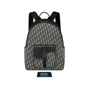 Saddle Zip Backpack Oblique Jacquard with Calfskin