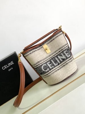Teen 16 Jacquard Canvas & Leather Bucket Bag - Brown