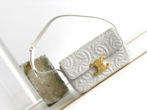 Triomphe Shoulder Bag In Quilted Triomphe Lambskin - White
