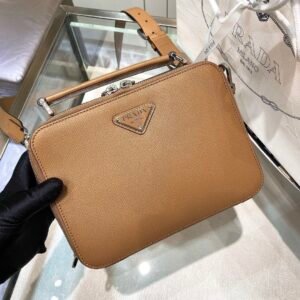 Brique Black Saffiano Leather Satchel