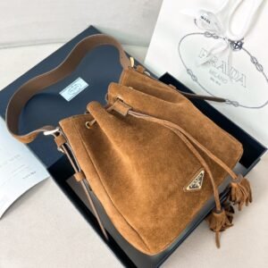 Bucket Bag Suede with Leather Lining - Brown