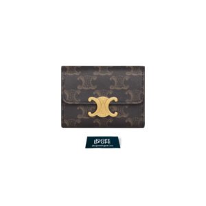 Compact Wallet with Coin Purse Triomphe in Canvas - Tan