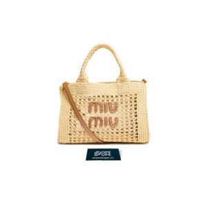 Crochet Raffia Effect Woven Tote Bag - Beige