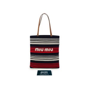 Crocket Medium Multi Striped Woven Tote Bag - Black Red (
