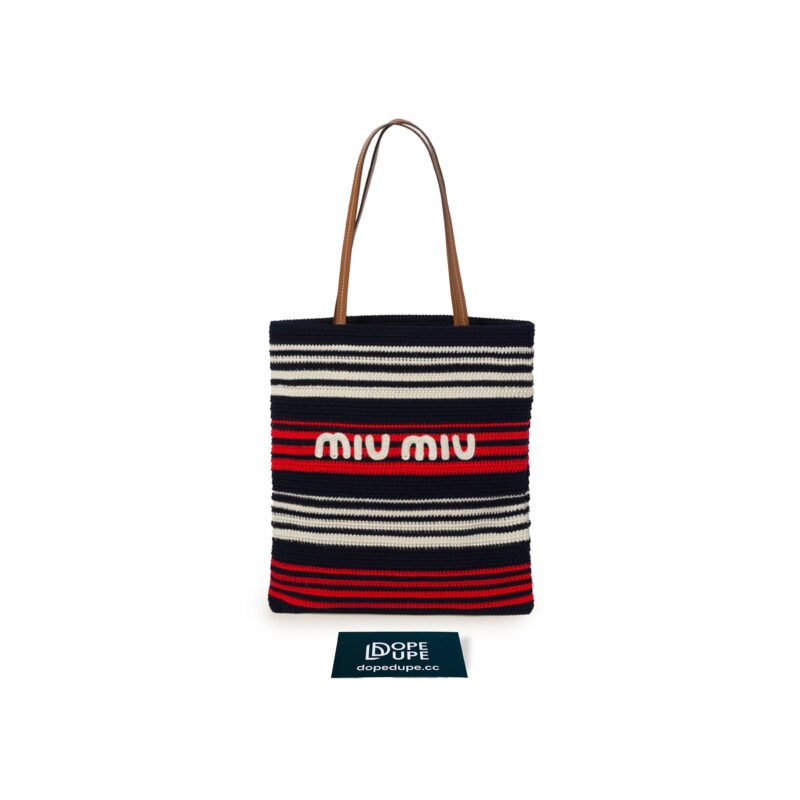 Crocket Medium Striped Woven Tote Bag - Black Red