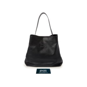 Hobo Embossed Logo Shoulder Bag - Black