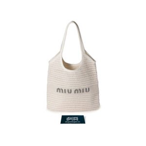 Ivy Raffia Effect and Linen Bag - White Beige