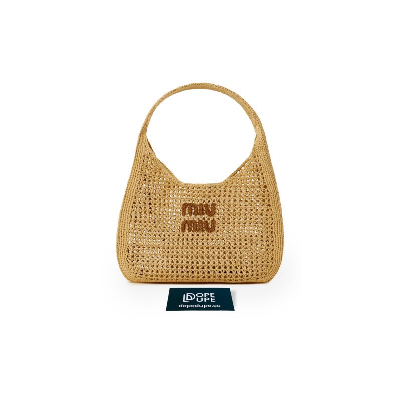 Large Raffie effect Woven Hobo Bag - Beige (1)