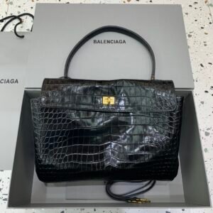 Medium Balen Rodeo Croc Effect Leather Shoulder Bag - Black