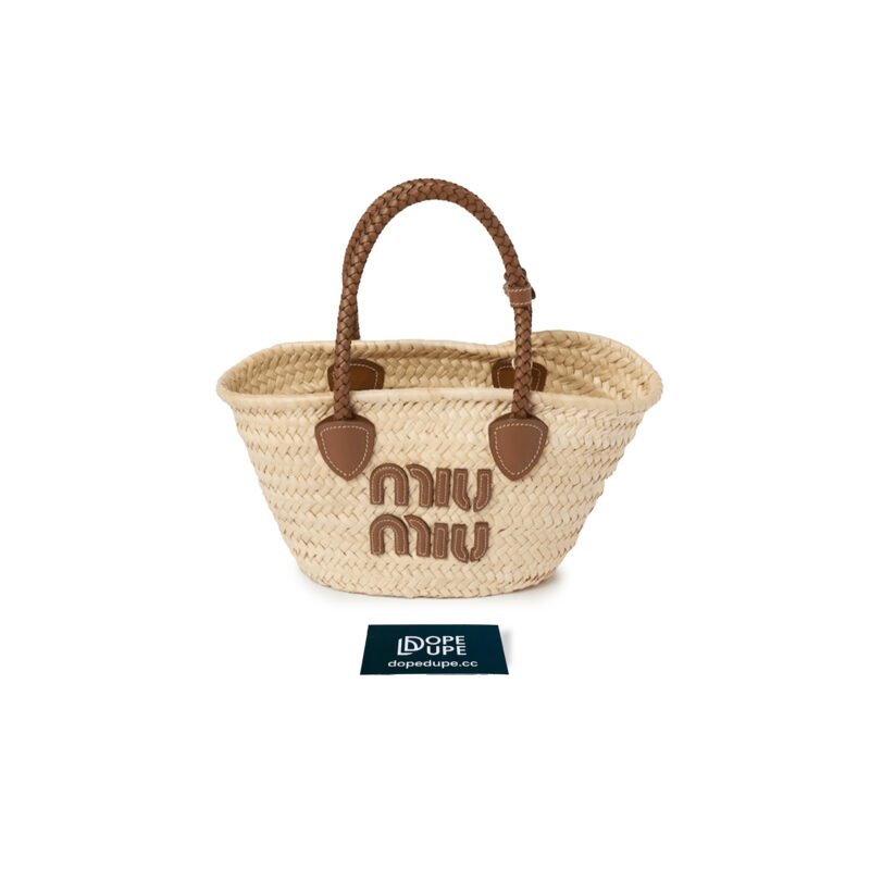 Mini Woven Fabric Tote Bag - Beige Cognac (1)