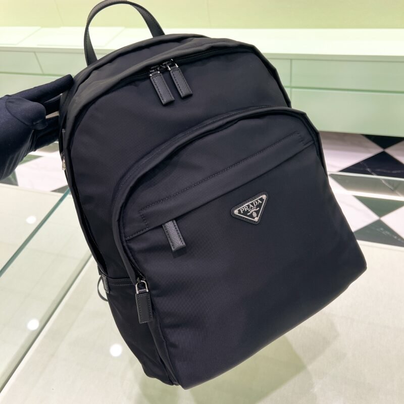 Re-Nylon and Saffiano Leather Backpack - Black (3)