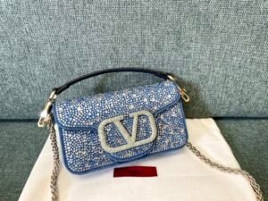 Small Loco Vlogo Embellished Denim Shoulder Bag - Blue