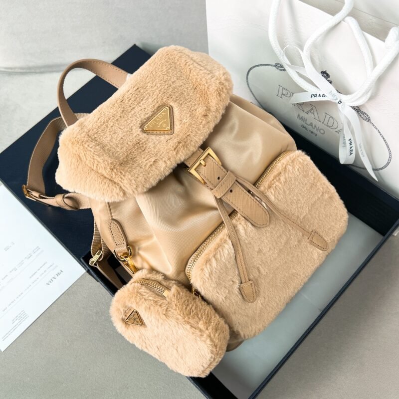 2023 Montone-Trimmed Re-Nylon Backpack - Neutral (1)