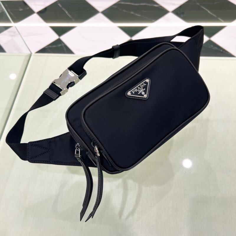 Triangle Logo-Plaque Re-Nylon Belt Bag - Black (1)