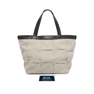 Arco Intrecciato Canvas Tote Bag - Greige Fondant
