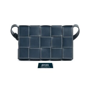 Cassette Cross-Body Bag with edge stitching detail - Depp Blue Natural