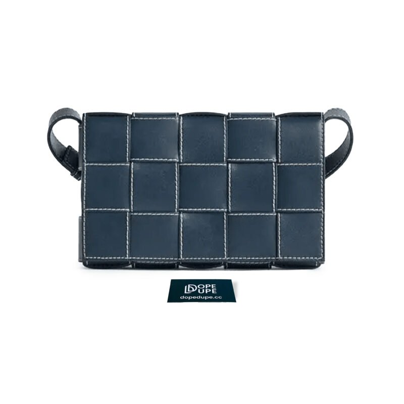 Cassette Cross-Body Bag with edge stitching detail - Depp Blue Natural