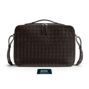 Getaway Slim Briefcase in Intrecciato Leather
