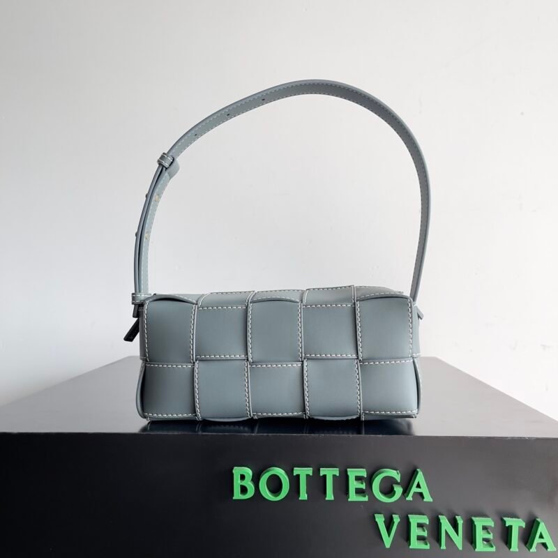 Small Brick Cassette Intrecciato Leather and Suede - Agate Grey (1)